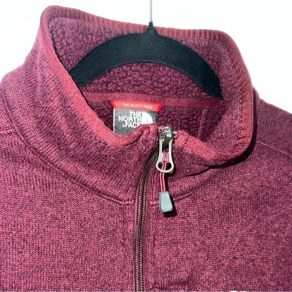 The North Face Men's Maroon full‎ zip up fleece jacket size Large